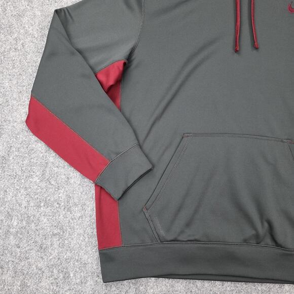 Nike Hoodie Mens XL Gray Red Therma-Fit Pullover Sweatshirt Fleece Athletic - Picture 9 of 16